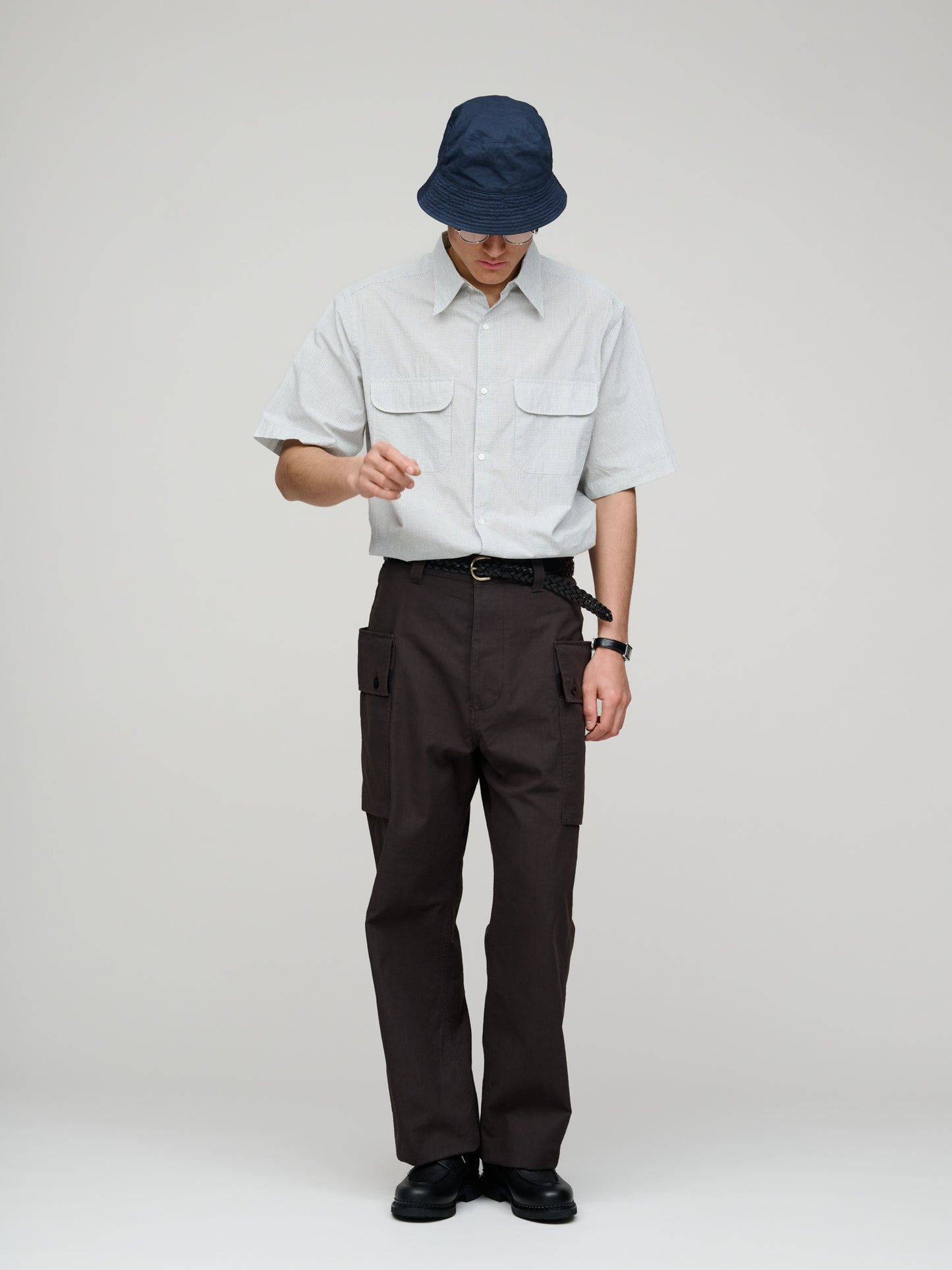 Cargo Pocket Trousers Irregular Cotton Drill, Mahogany