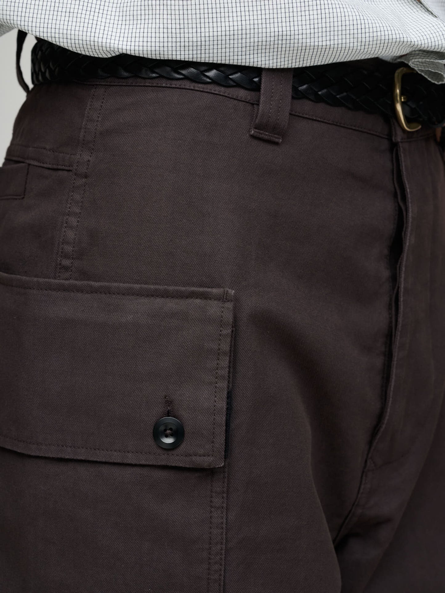 Cargo Pocket Trousers Irregular Cotton Drill, Mahogany
