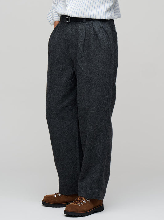 Wool Nylon Melton Pants, Charcoal