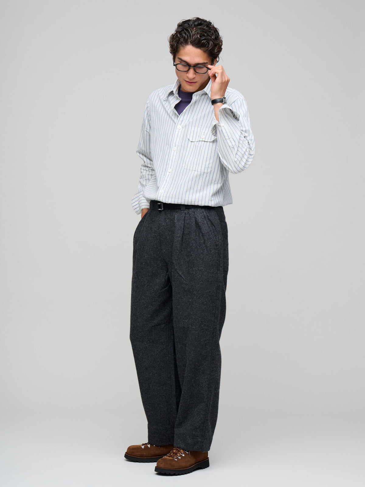 Wool Nylon Melton Pants, Charcoal