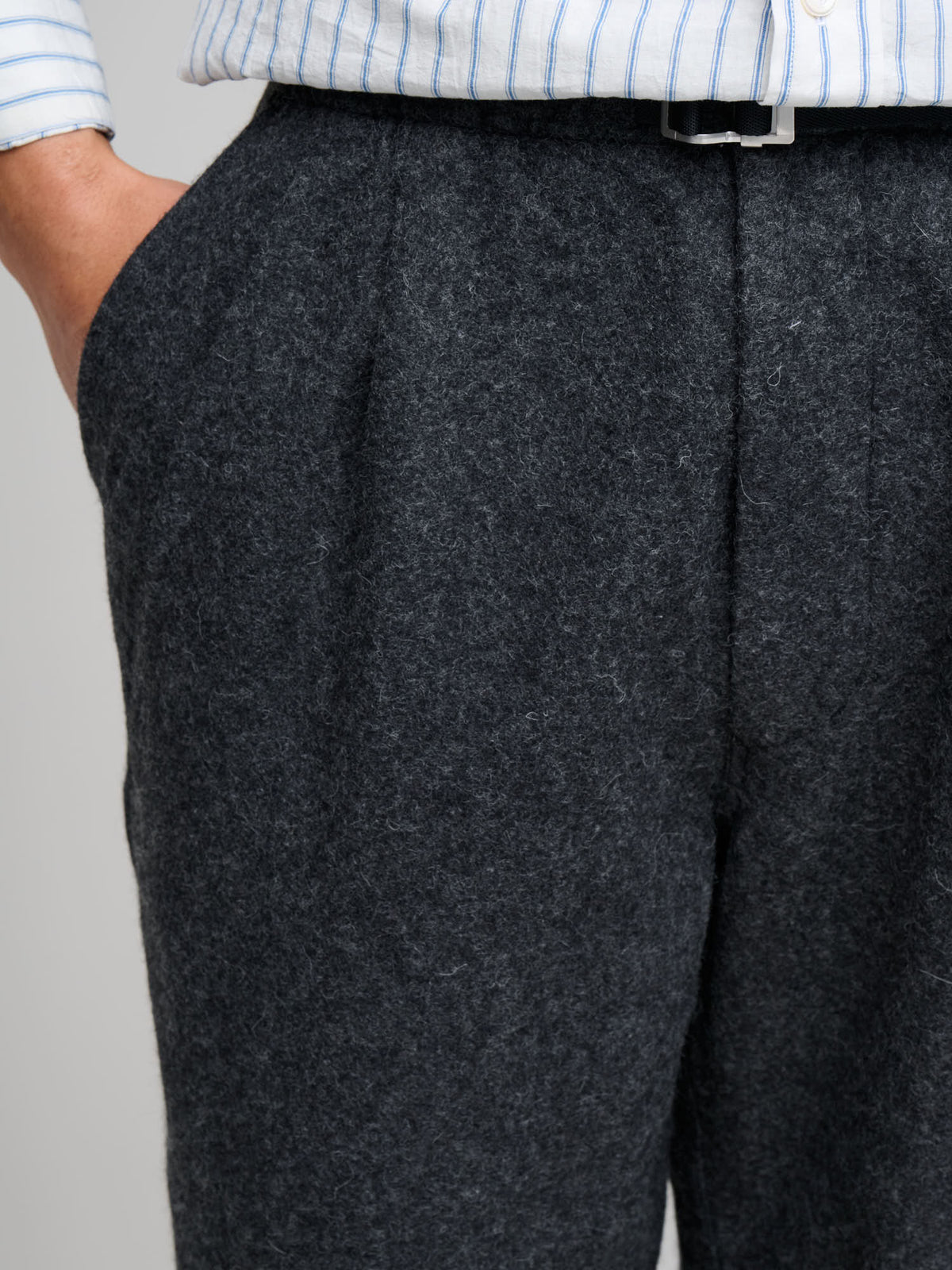 Wool Nylon Melton Pants, Charcoal