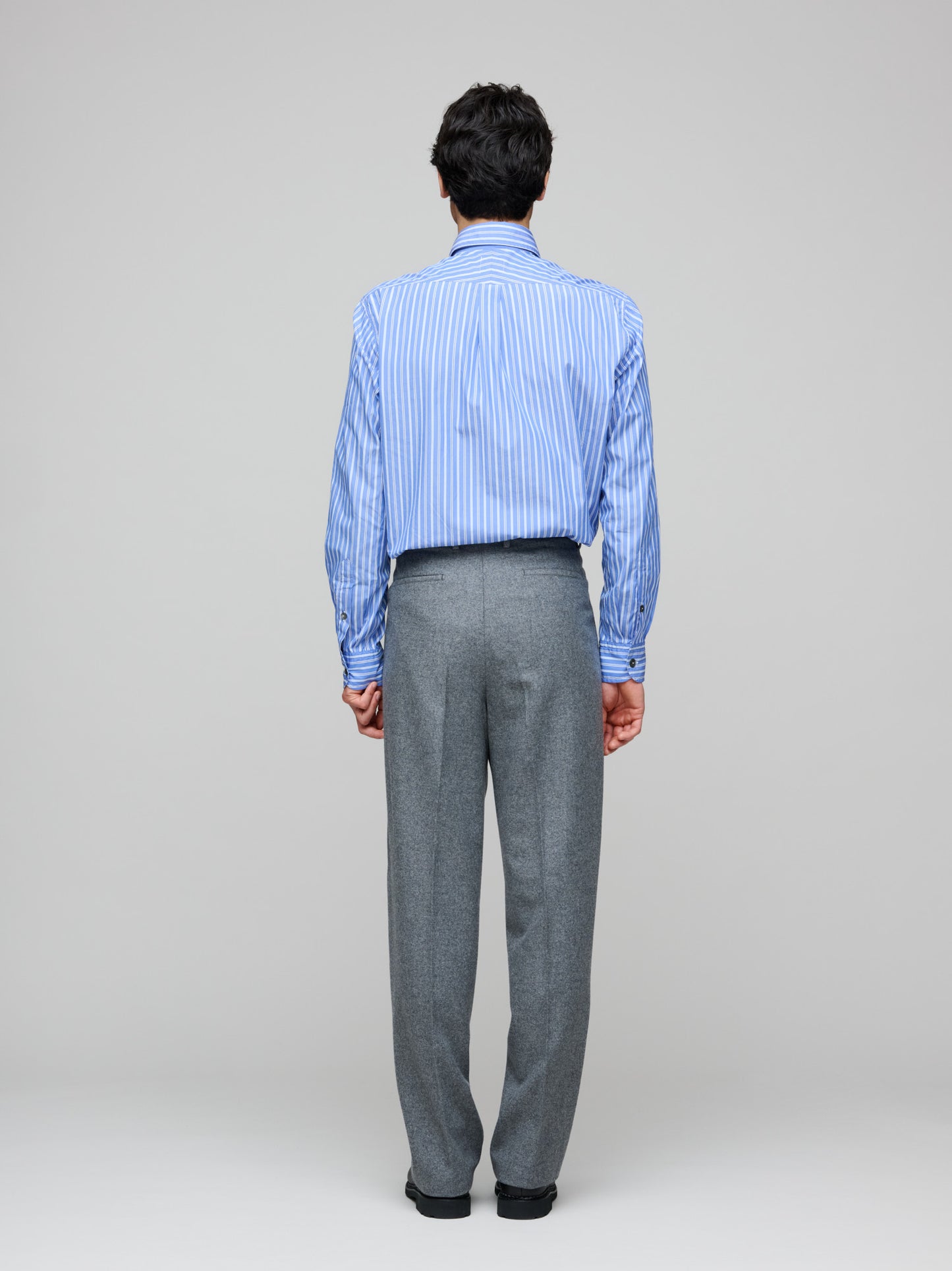 Brushed Flannel Pleat Wide Trouser, Grey