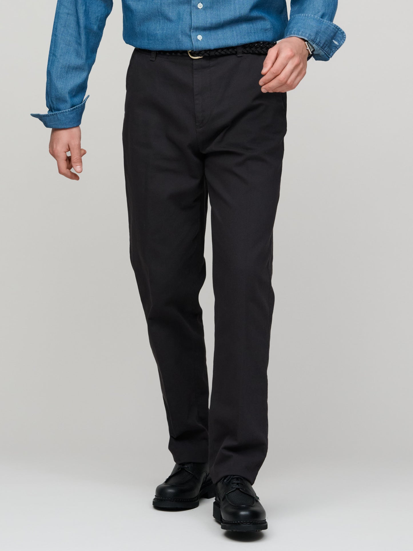 Woven Piqué Cotton Trouser, Ebony