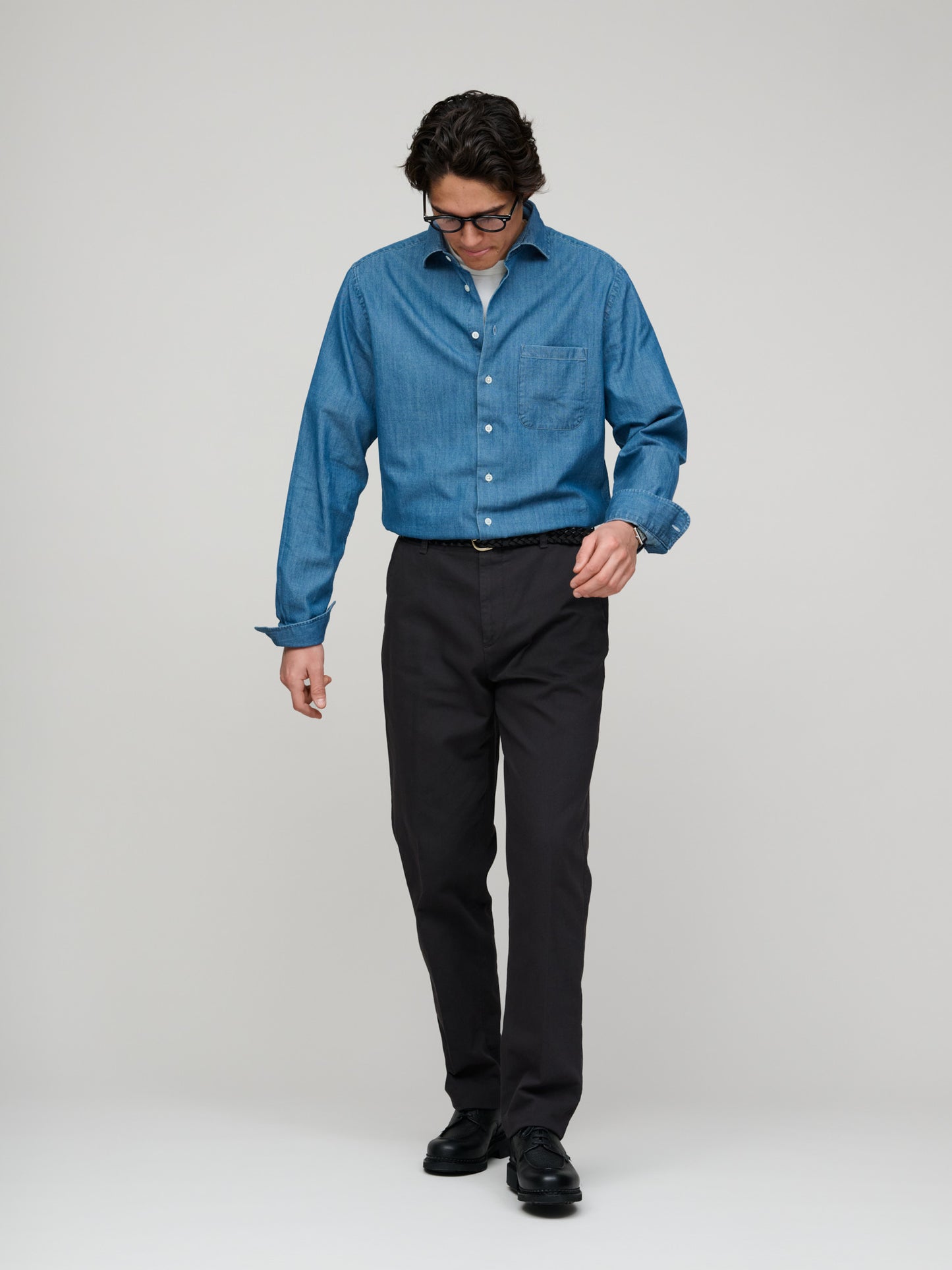 Woven Piqué Cotton Trouser, Ebony