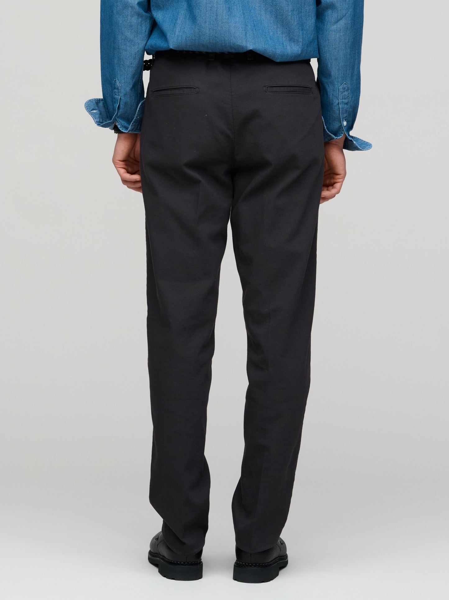Woven Piqué Cotton Trouser, Ebony