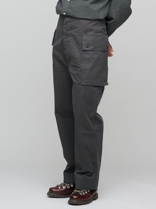 Cargo Pocket Trousers Plain Cotton Drill, Ebony