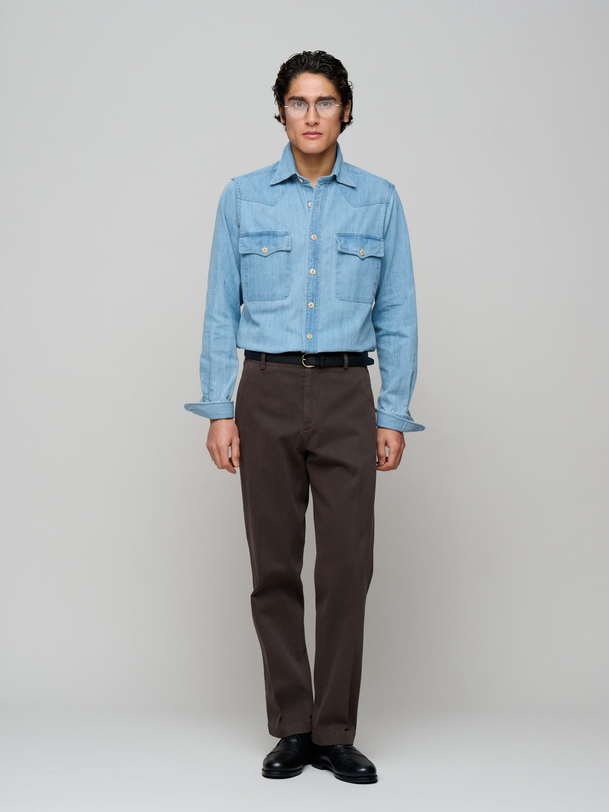 Cotton Twill Trousers, Dark Brown