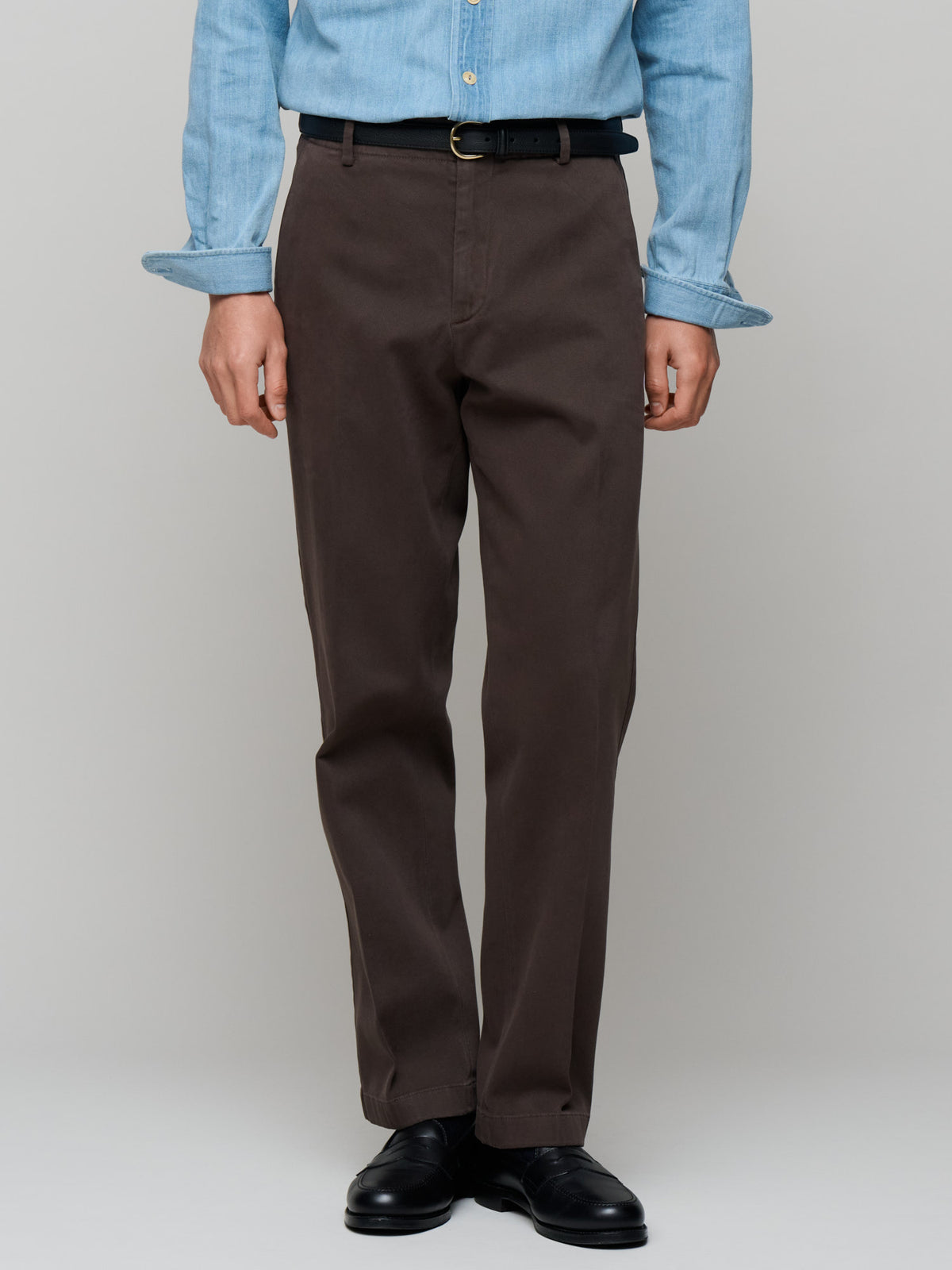Cotton Twill Trousers, Dark Brown
