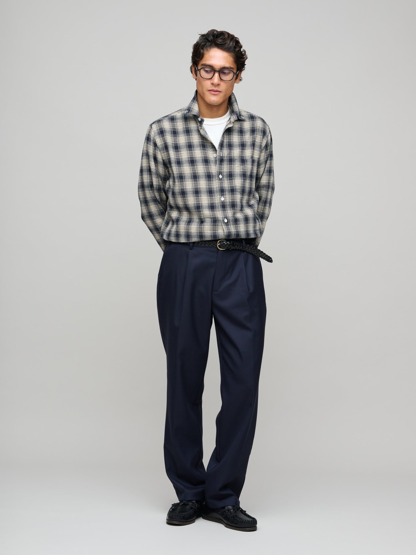 One Pleat Trouser Super 130's Wool, Dark Navy