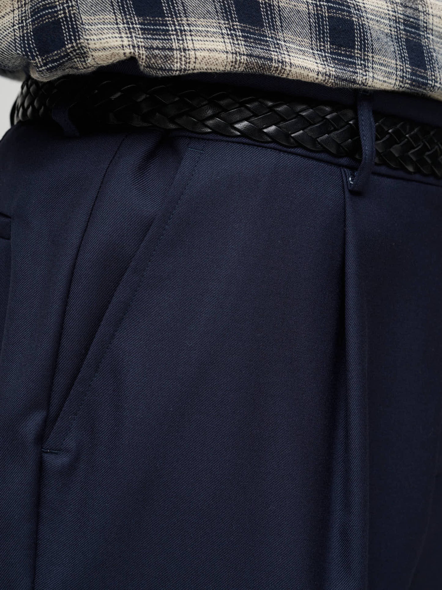 One Pleat Trouser Super 130's Wool, Dark Navy