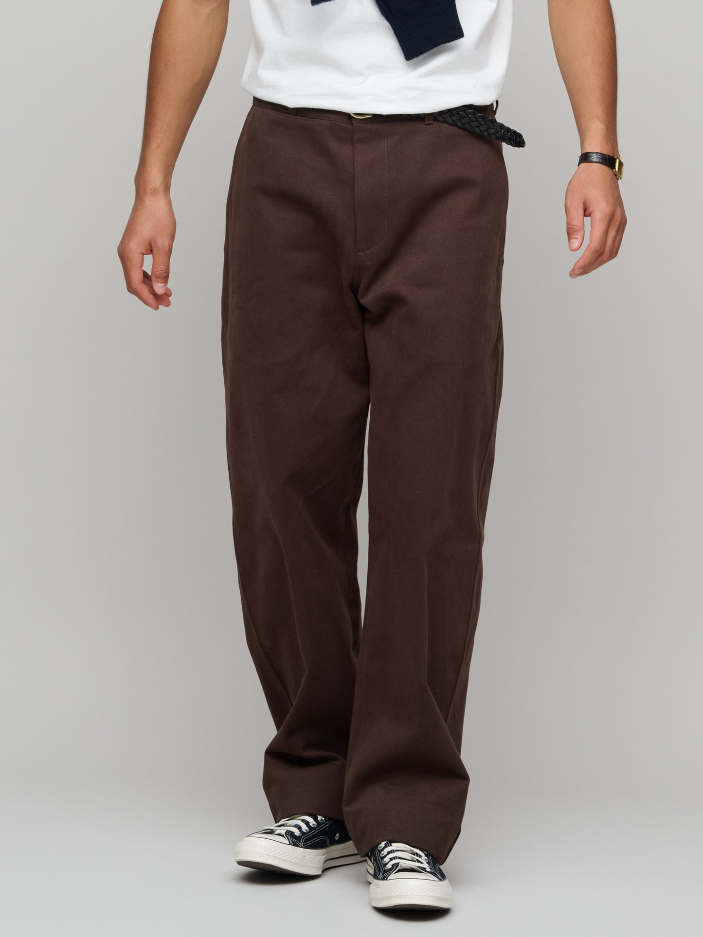 Balloon Trouser Heavy Cotton Drill, Bark Brown
