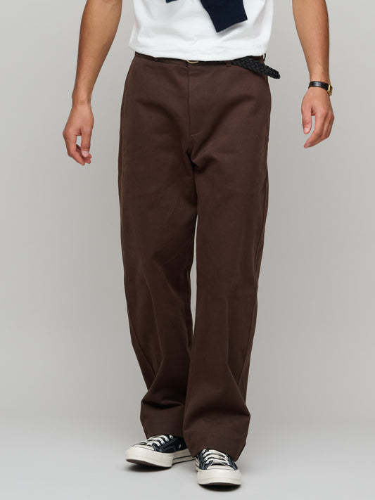 Balloon Trouser Heavy Cotton Drill, Bark Brown