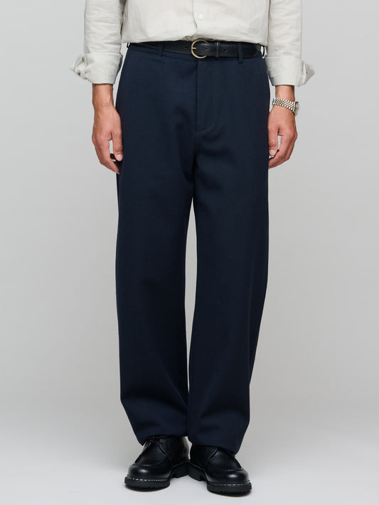 Balloon Wool Trouser, Navy