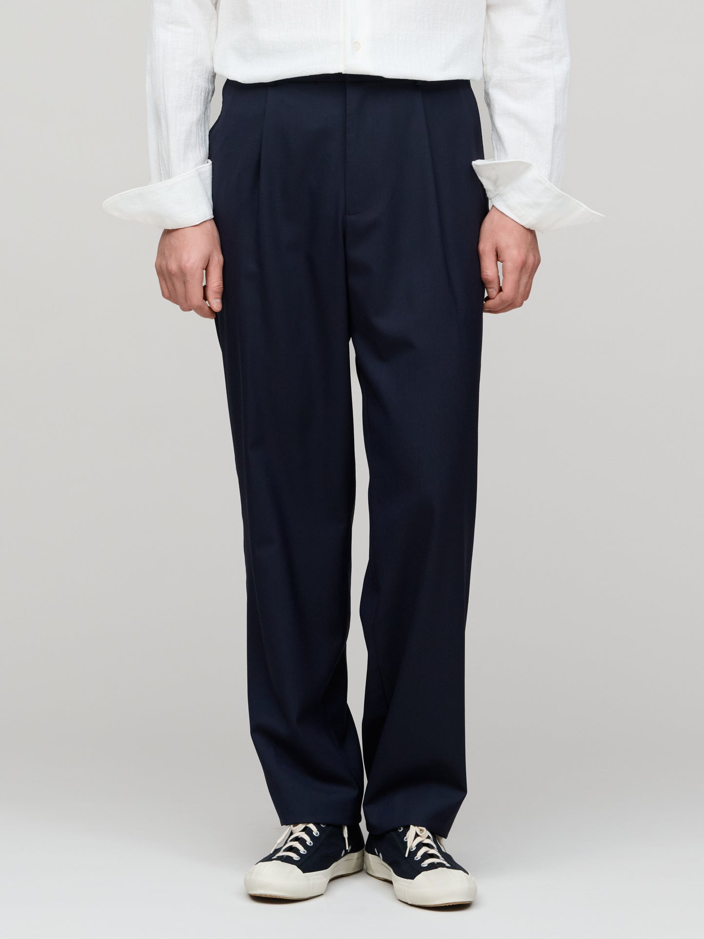 One Pleat Trouser Wool, Blue