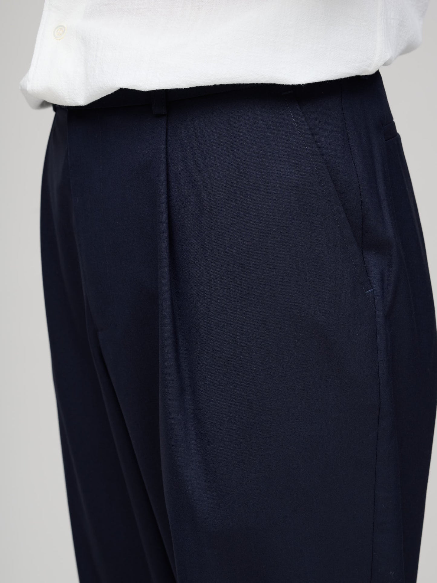 One Pleat Trouser Wool, Blue