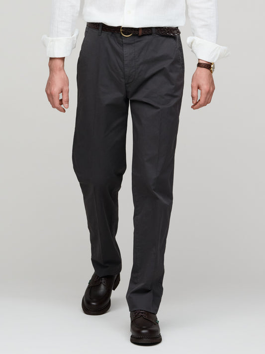 Cotton Poplin Trouser, Ebony