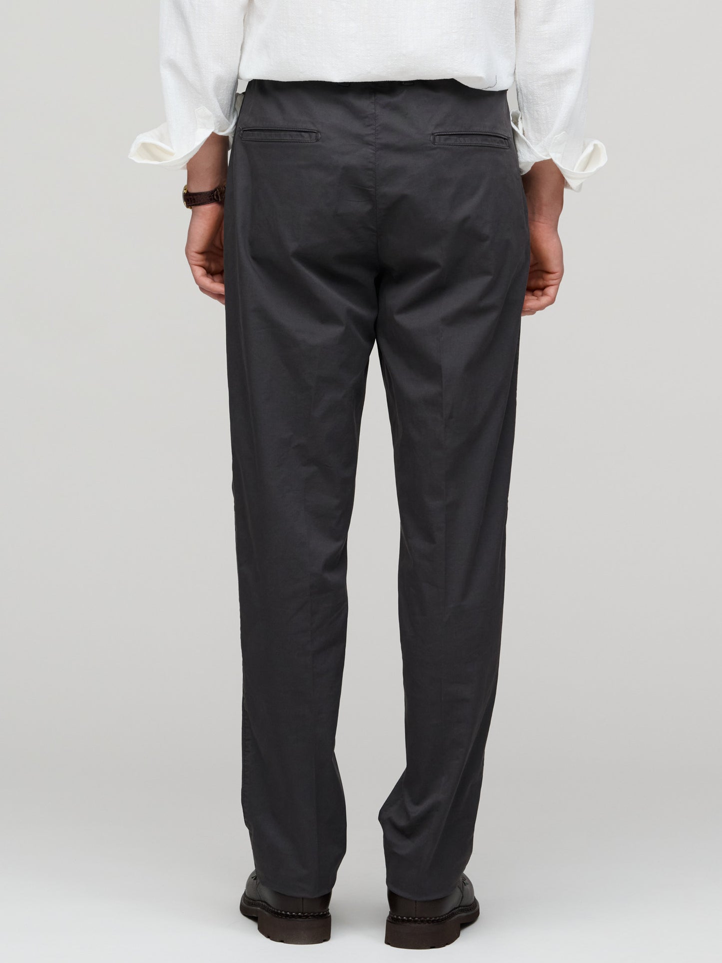 Cotton Poplin Trouser, Ebony