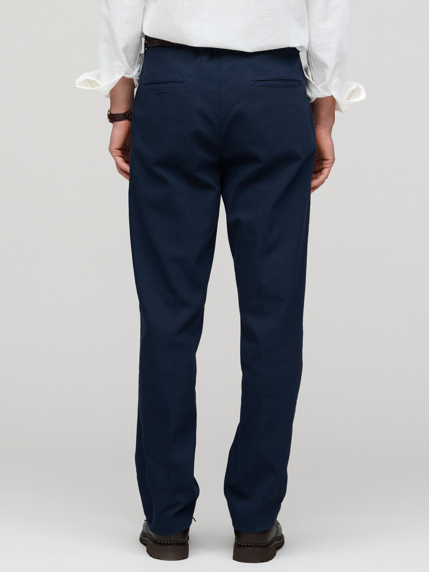Woven Piqué Cotton Trouser, Navy