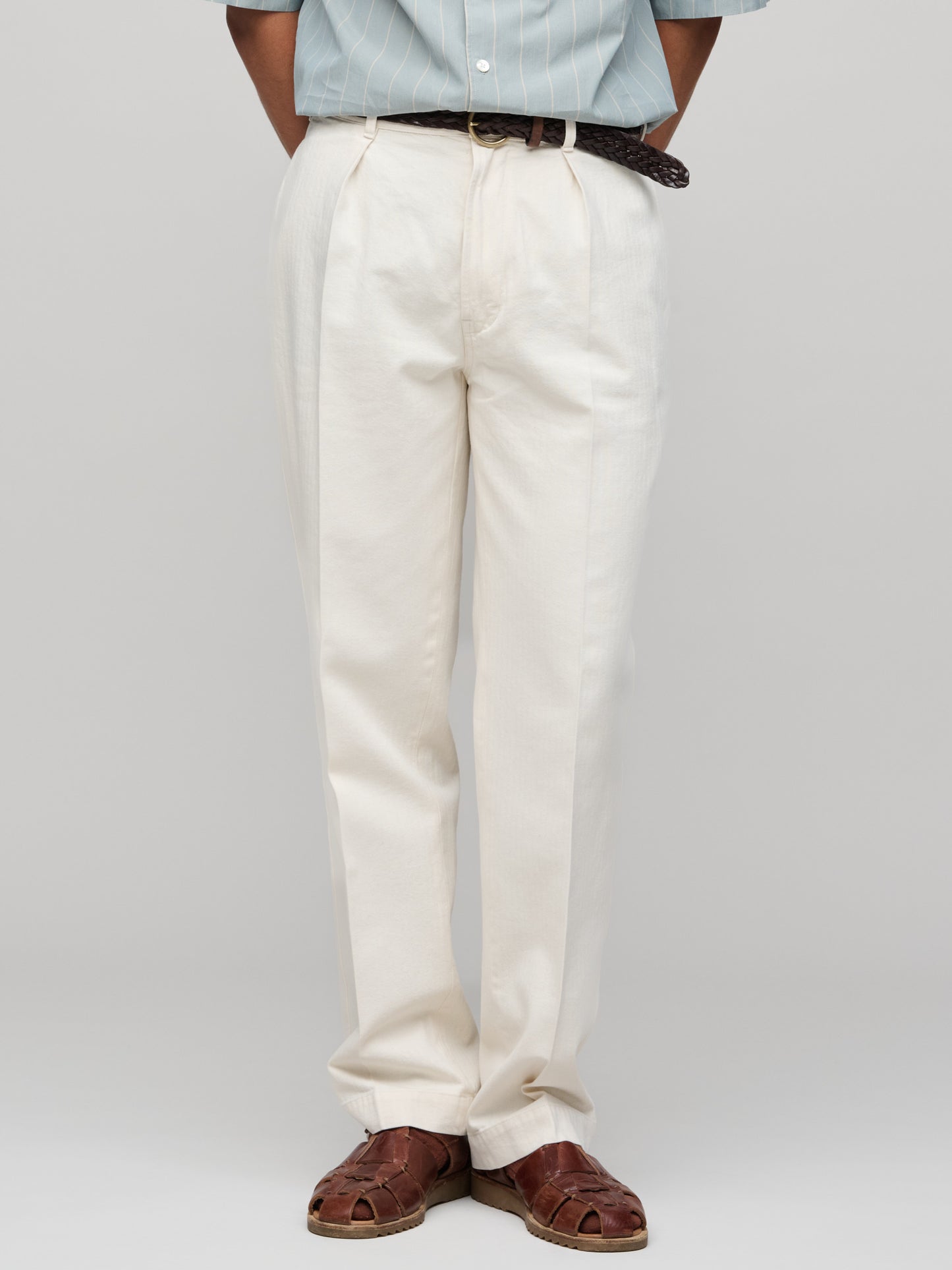 Herringbone Twill Cotton Games Trouser, Ecru