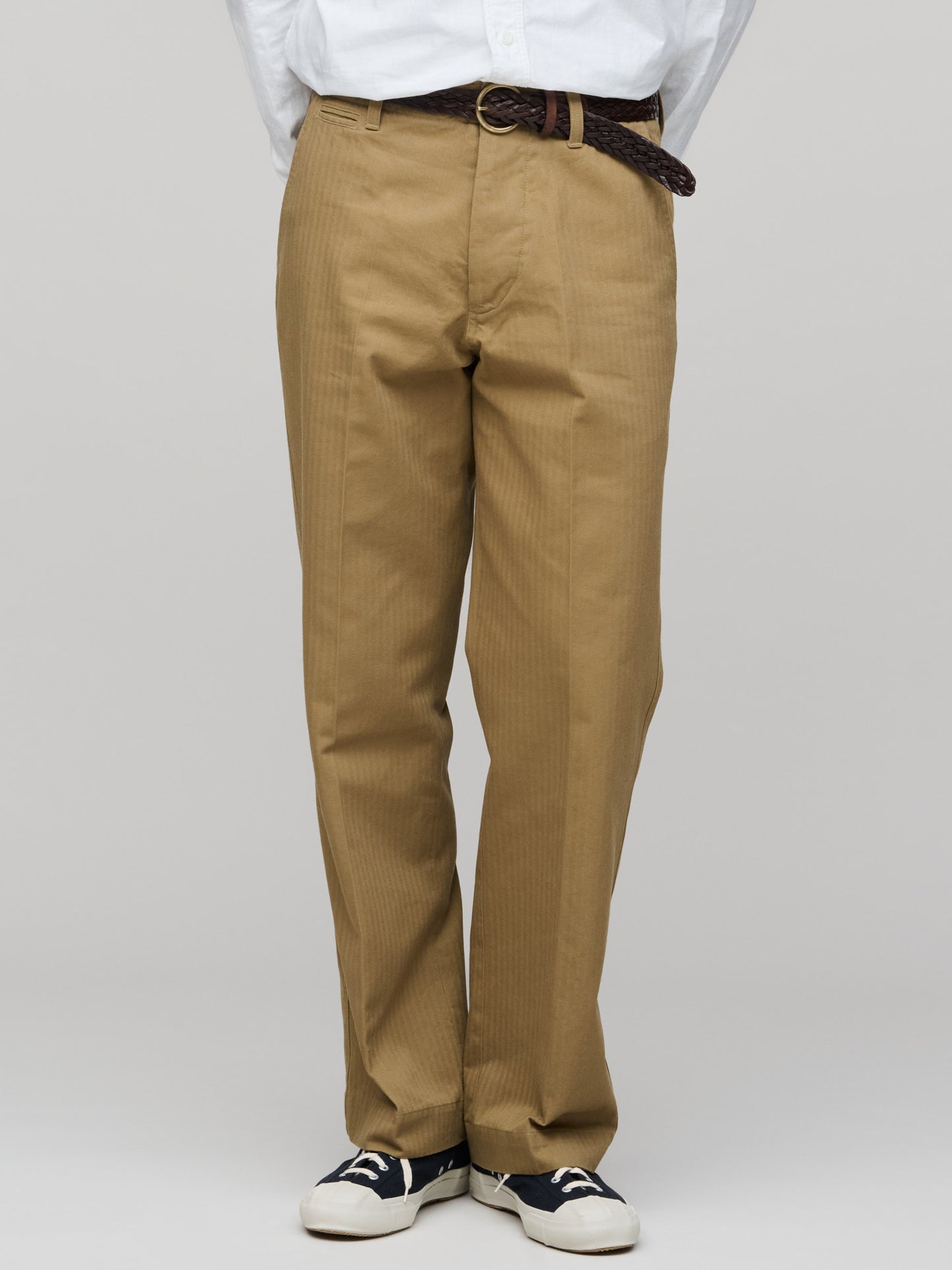 Herringbone Wide Leg Chino, Khaki