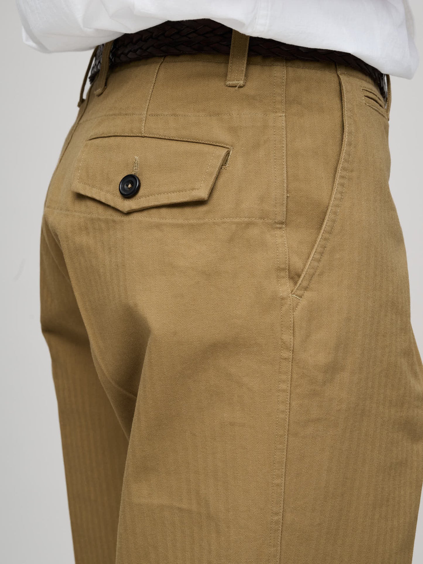 Herringbone Wide Leg Chino, Khaki