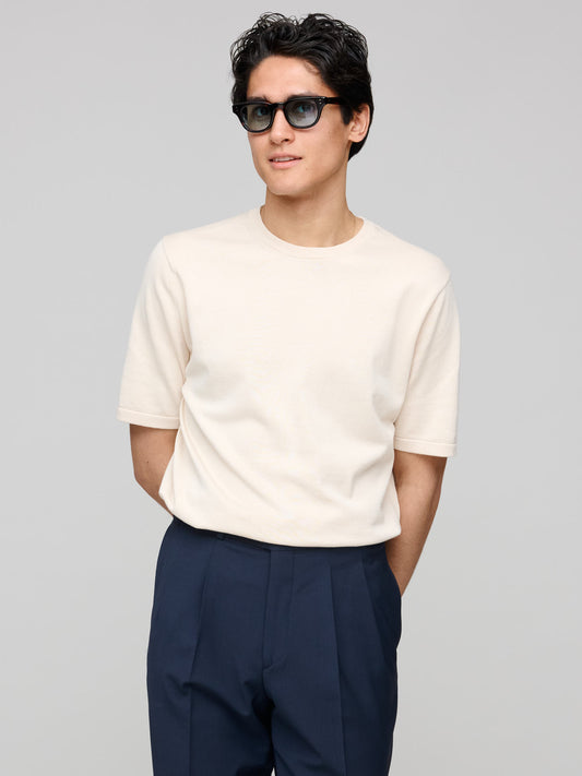 Sea Island Cotton Knit T‑shirt, Undyed