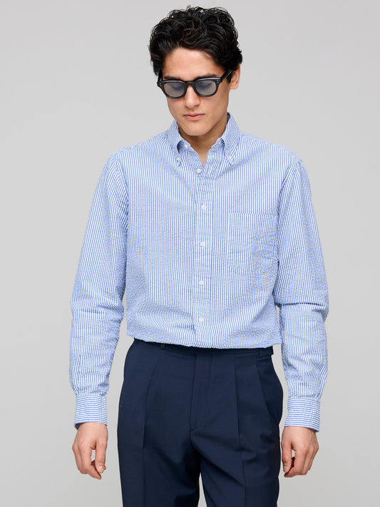 Seersucker BD Shirt, Blue Stripe