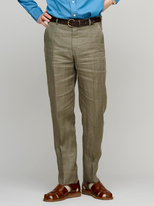 Wide Model 8 Linen Trousers, Green