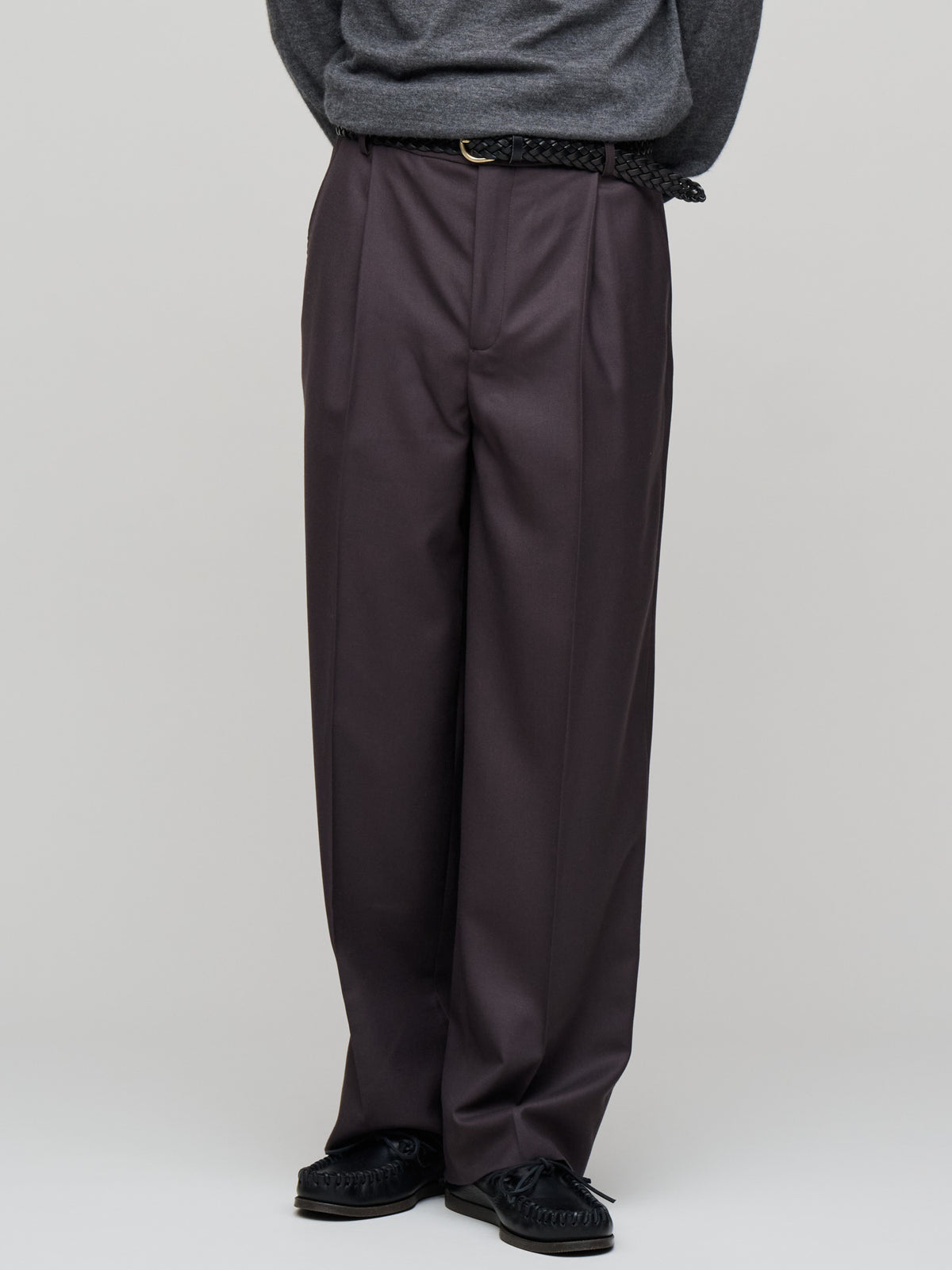 Grandad Trousers Super 130's Merino Twill, Dark Brown