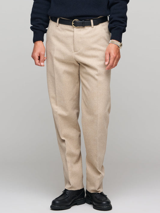 Brushed Cotton Twill Trouser, Ecru