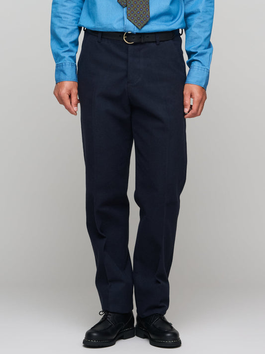 Brushed Cotton Twill Trouser, Navy