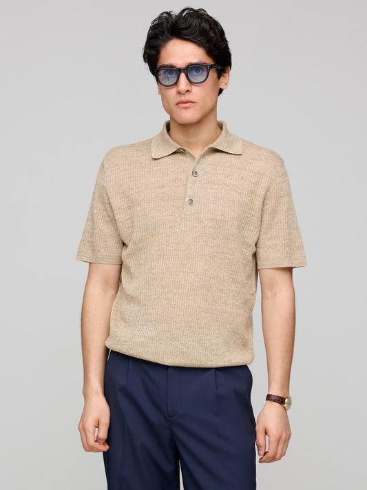 Marco Alafin Knitted Polo, Ecru