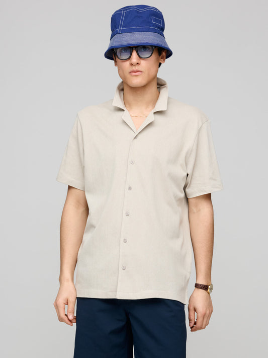 Riviera Camp Collar Shirt, Ash Grey