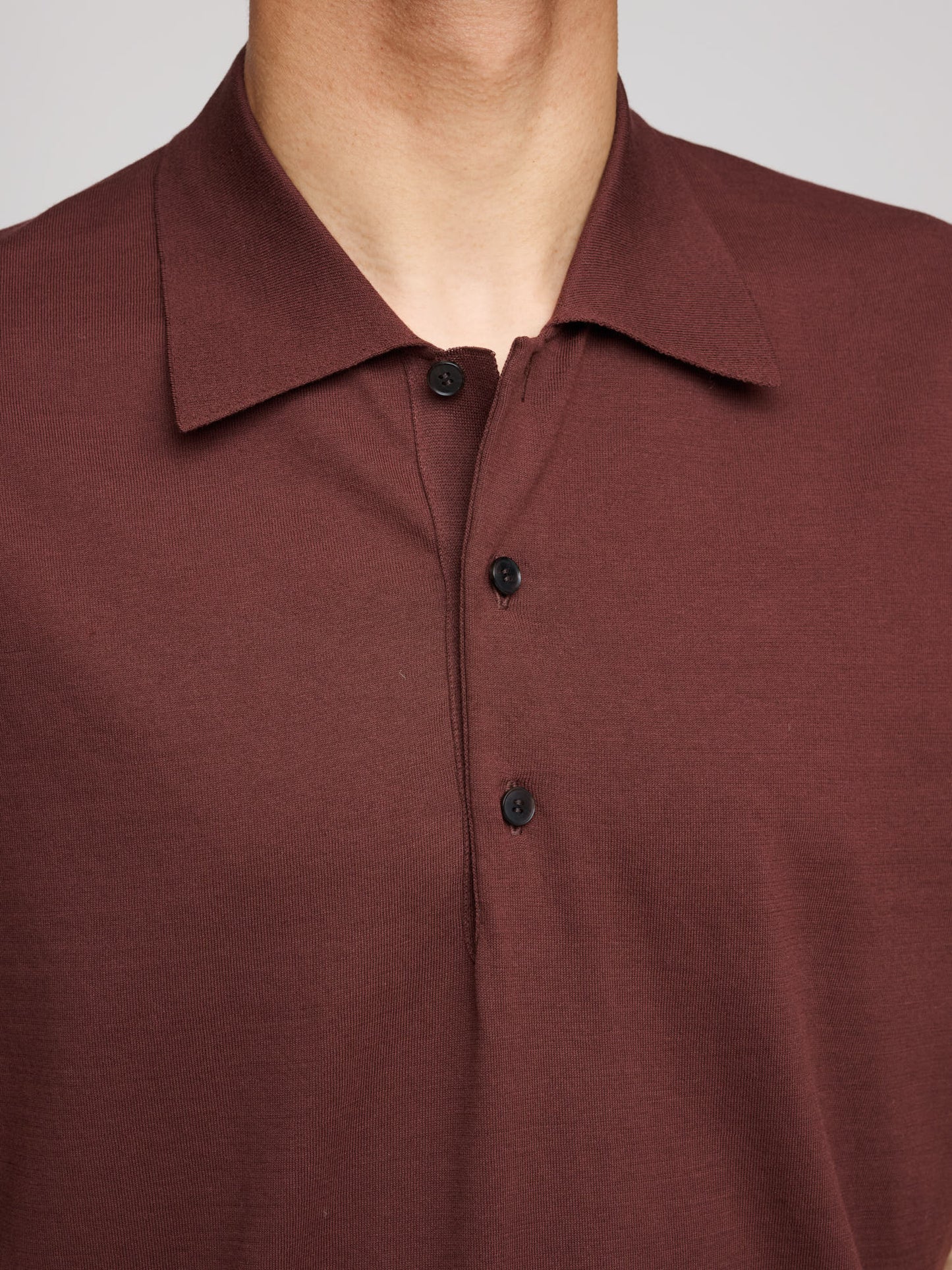 Super High Gauge Cotton Knit Polo, Brown