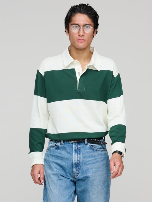 Block Stripe Heavy Rugger, Forest Green