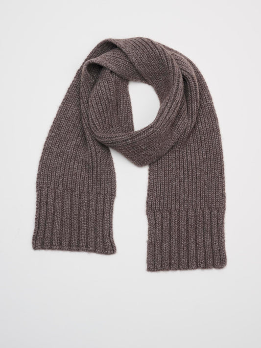 Ribbed Cashmere Chain Scarf, Natural Brown
