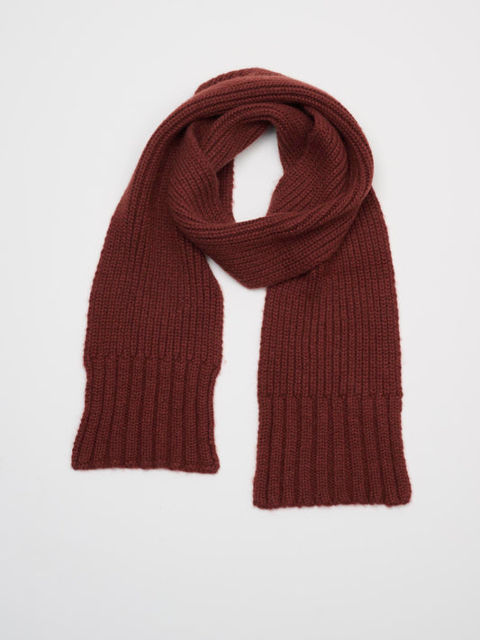 Ribbed Cashmere Chain Scarf, Rust
