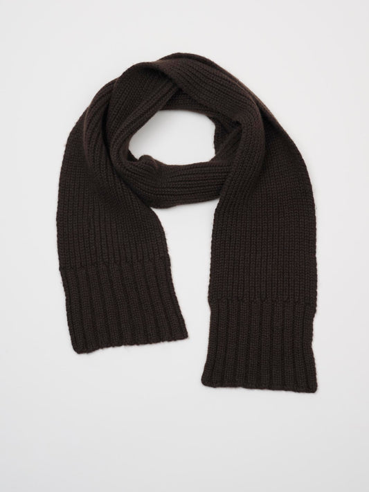 Ribbed Cashmere Chain Scarf, Dark Brown