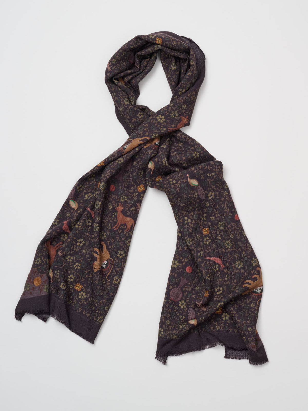 Fringed Ispahan Folk Pattern Scarf
