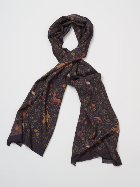 Fringed Ispahan Folk Pattern Scarf