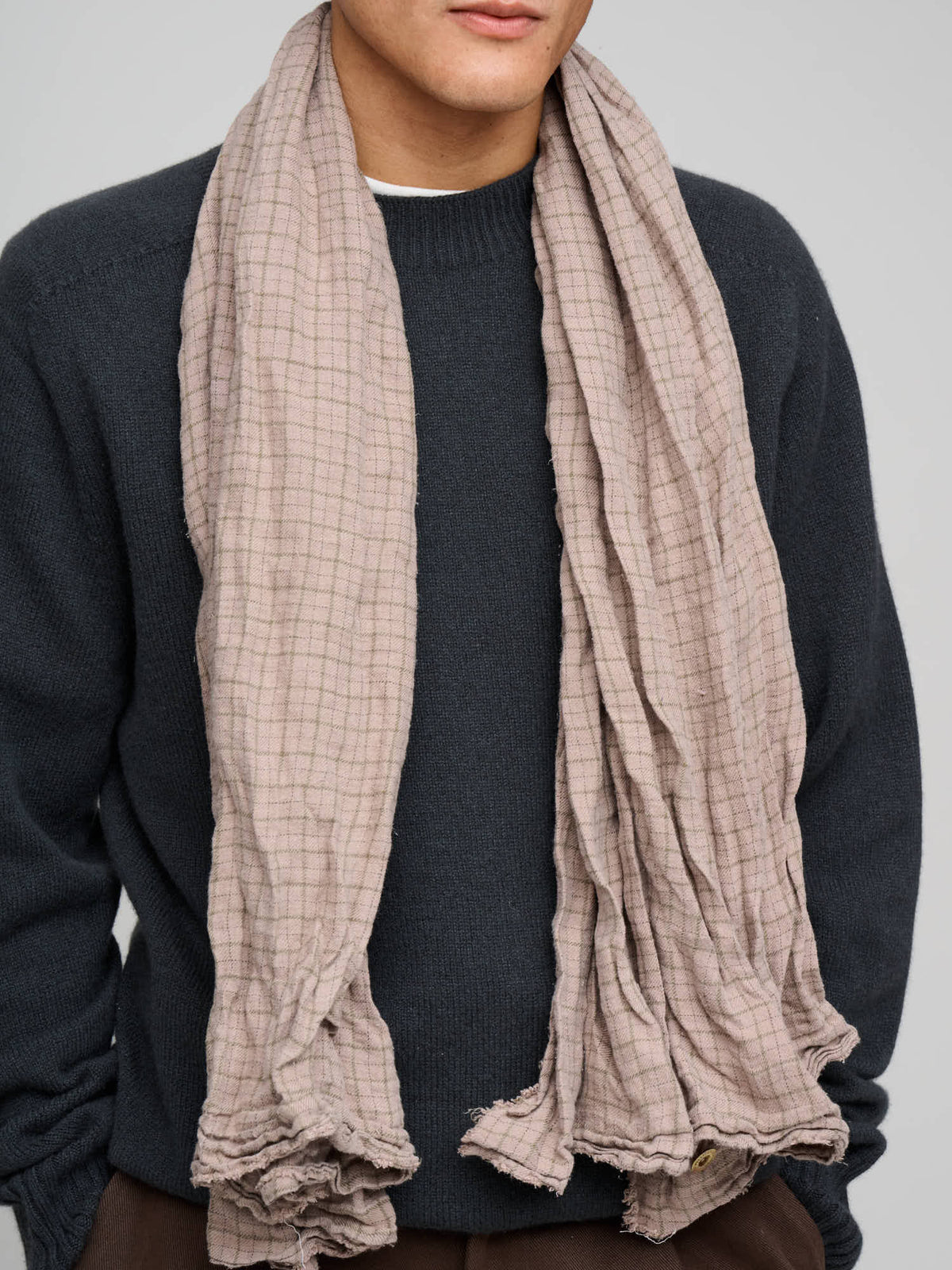 Knot Scarf Tattersall, Brown Overdye