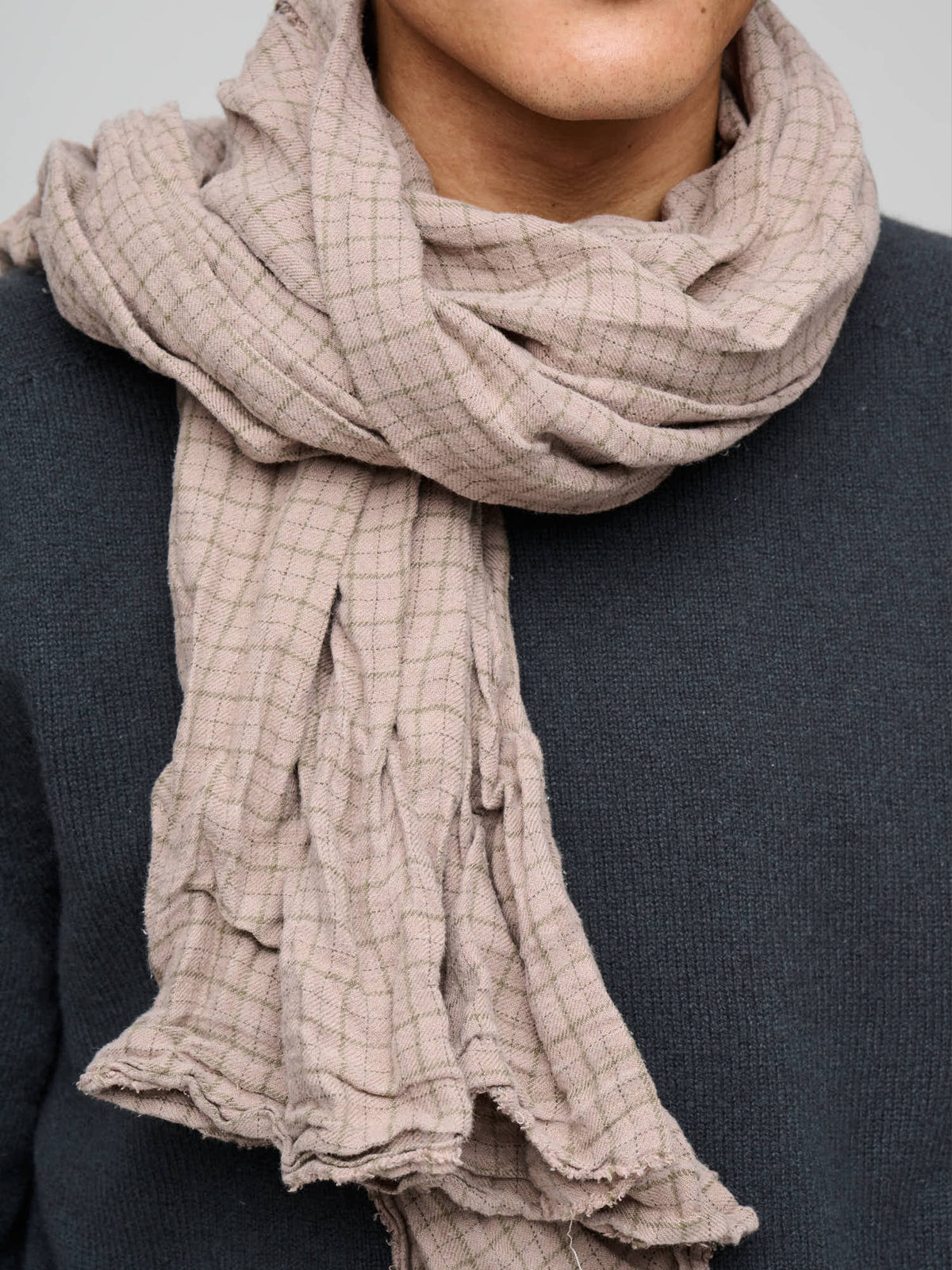 Knot Scarf Tattersall, Brown Overdye