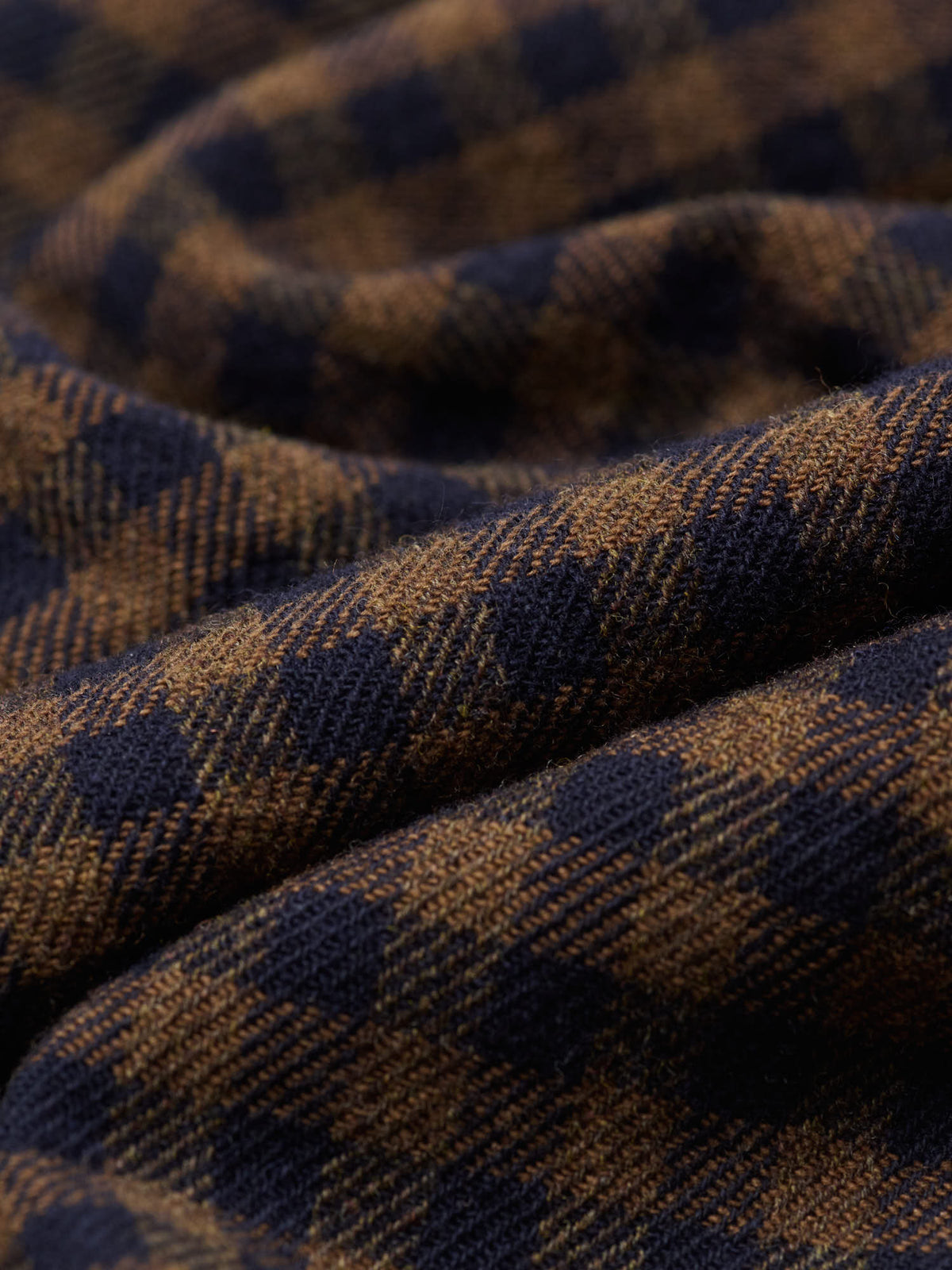 Fine Gingham Lambswool Scarf, Brown & Dark Navy