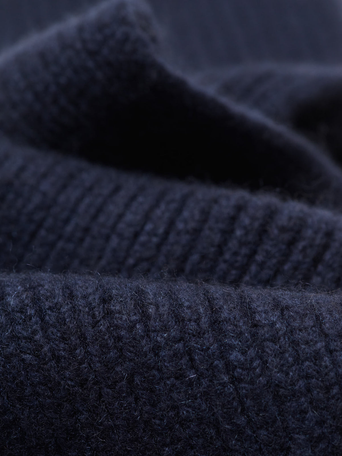 Narrow Ribbed Chain Scarf Cashmere, Dark Navy
