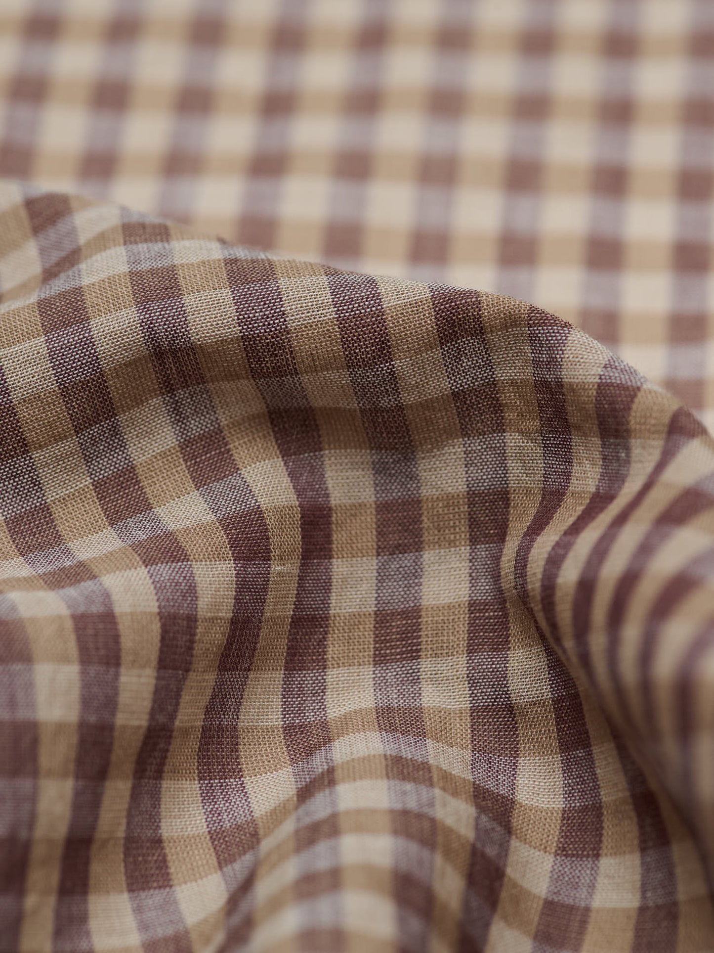 Airy Light Cotton Check Big Bandana, Brown Gingham Check