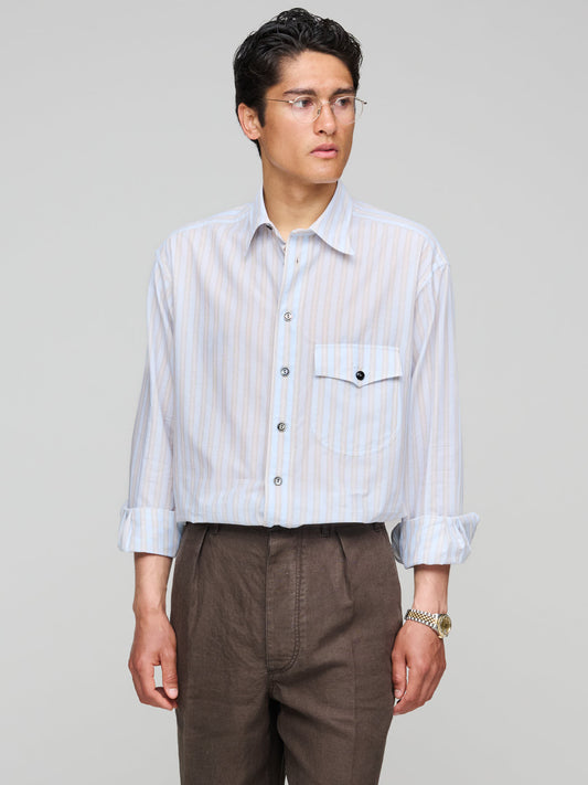 Come Up To The Studio Shirt, Beige Stripe Parachute Voile