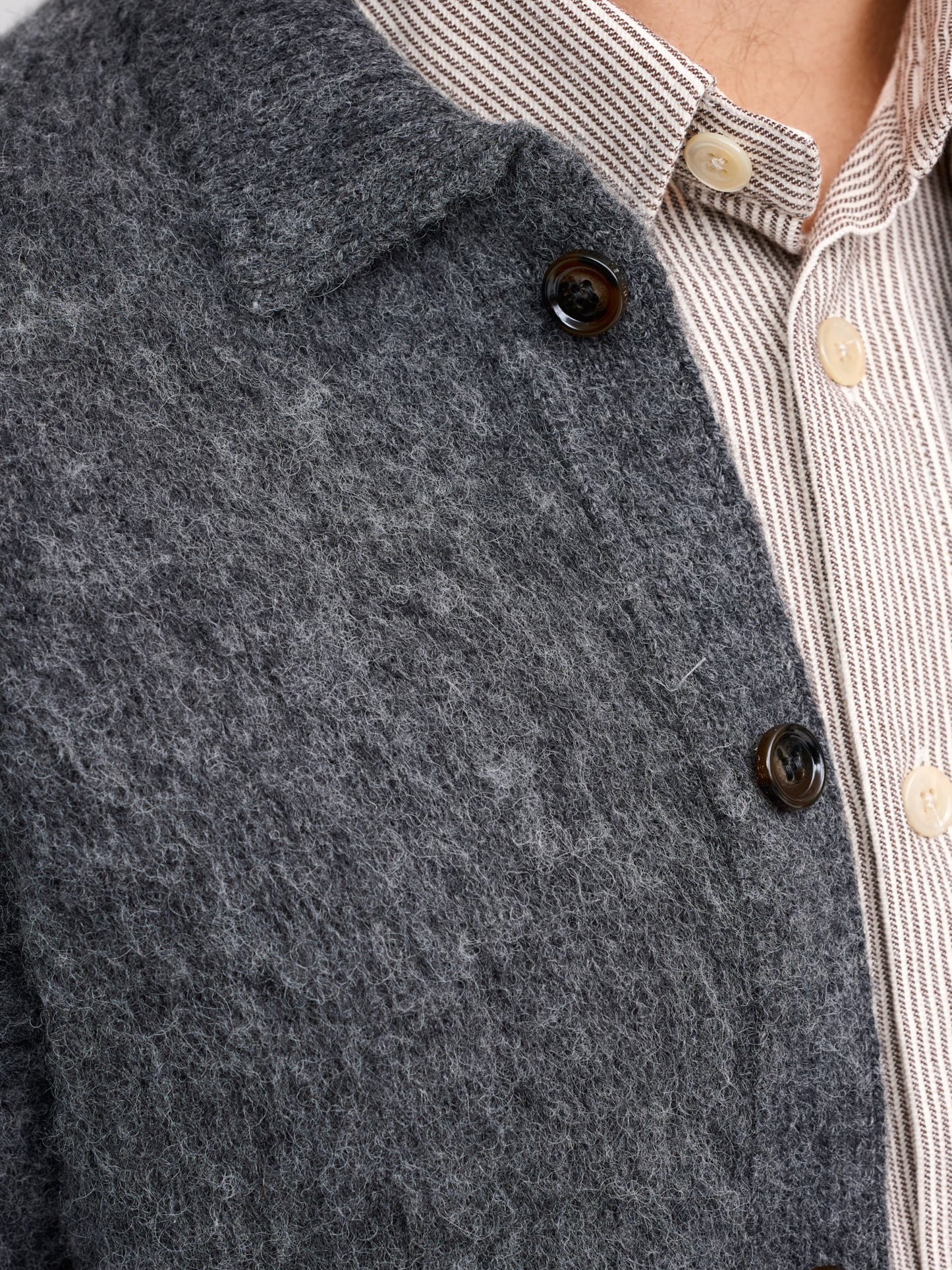 Knitted Shetland Polo Shirt, Grey Melange