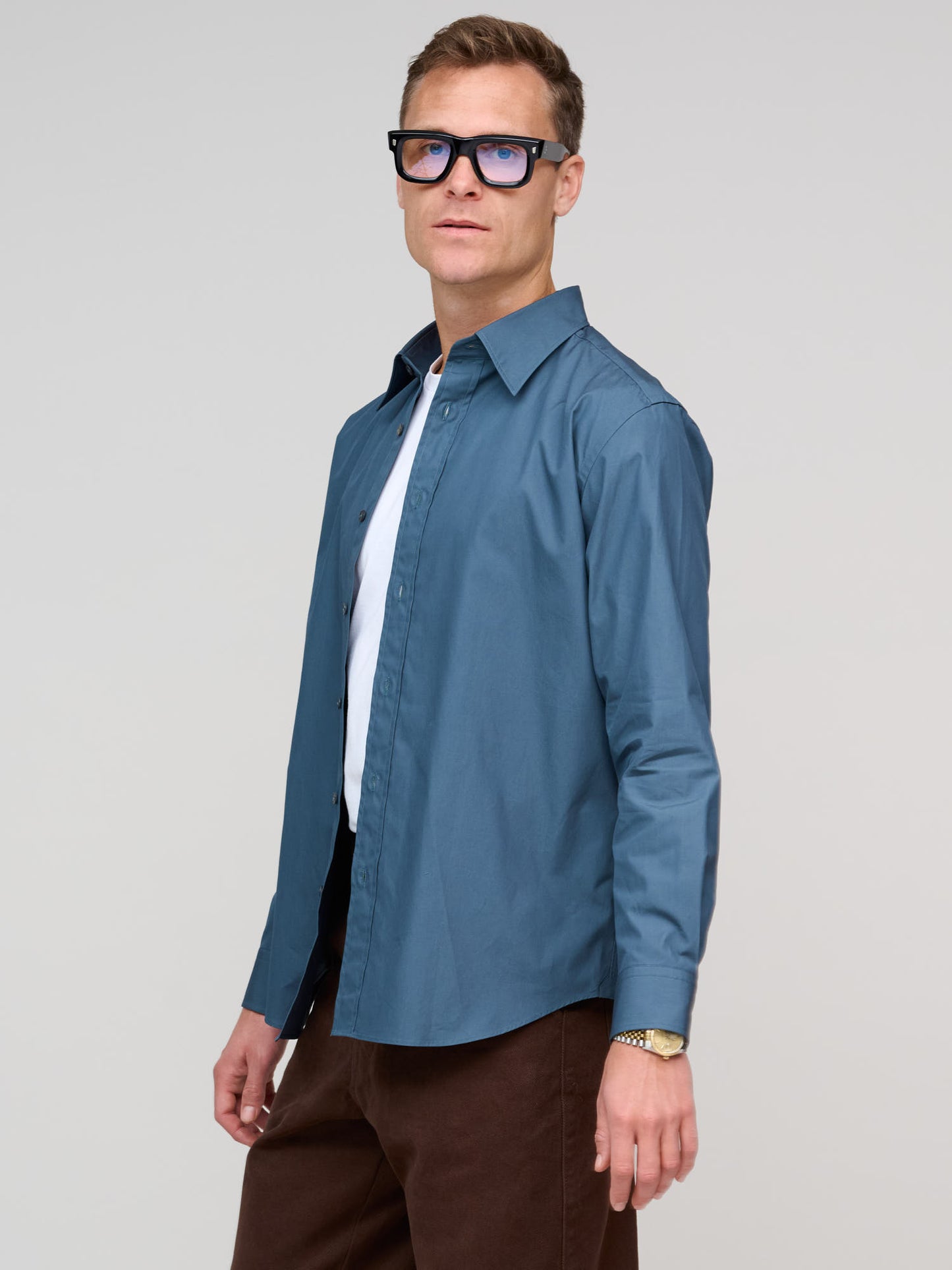 High Count Finx Ox Shirt, Dark Blue