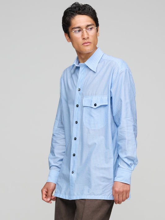 Come Up To The Studio Shirt, White Stripe Parachute Voile