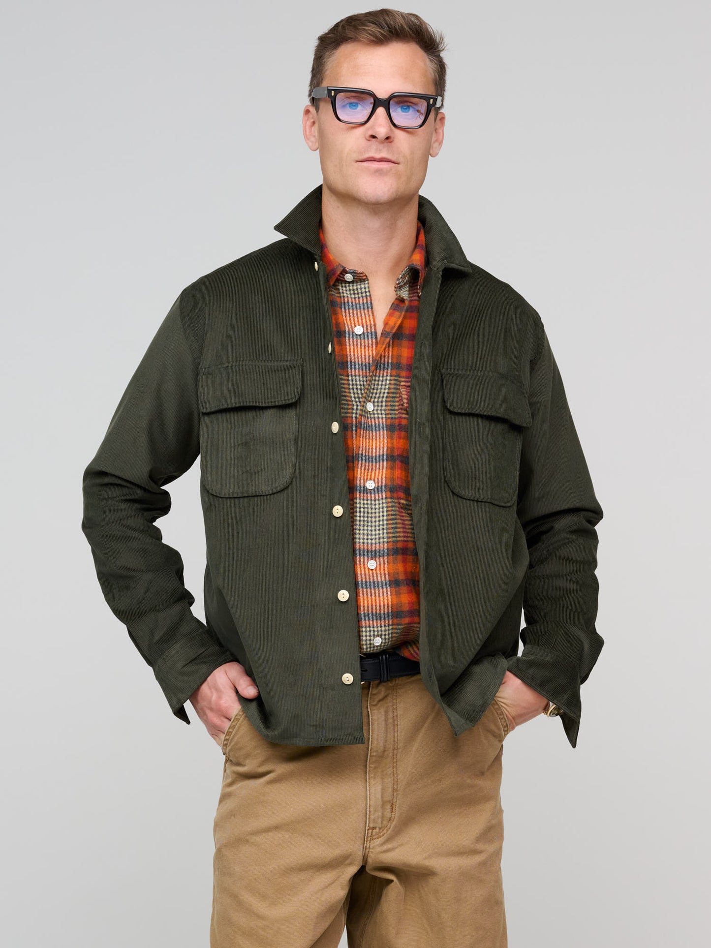 LS Camp Collar Corduray Shirt, Olive